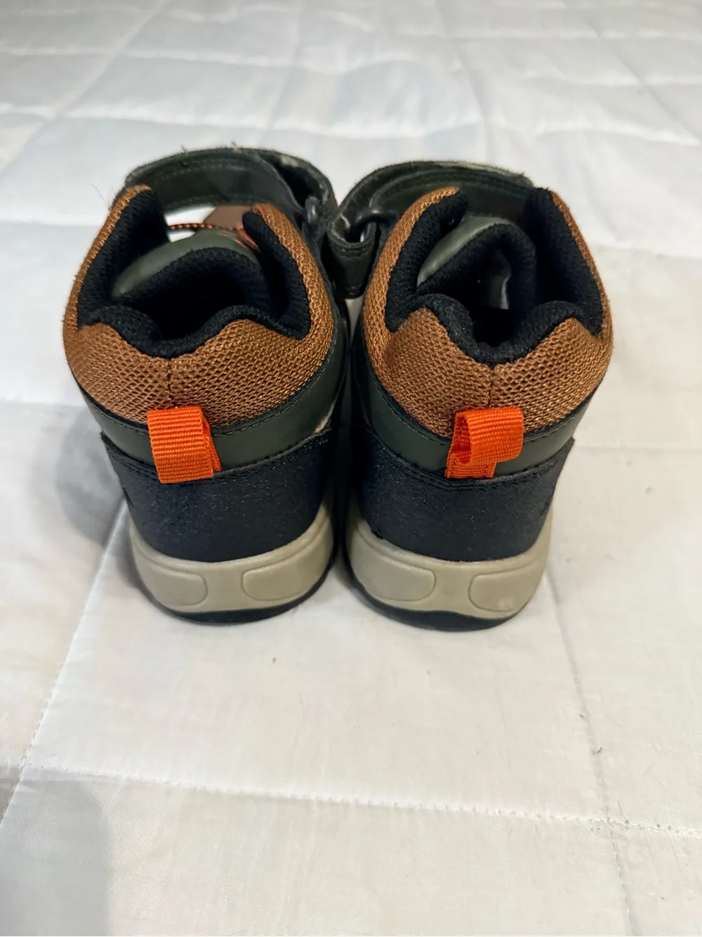 Ozark Trail Kids Brown and Olive Green Boots with Orange Accents